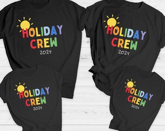 Holiday Crew 2024 Multi Family Matching Black T-Shirts