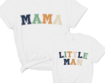 Mama & Little Man Multi Block Matching T-Shirts White