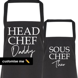 Personalised Daddy & Sous Chef Matching Aprons