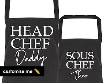 Personalised Daddy & Sous Chef Matching Aprons