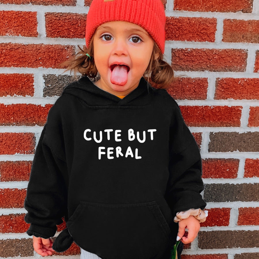 Drive Mum Crazy Cute but Feral Kids Hoodie - Etsy