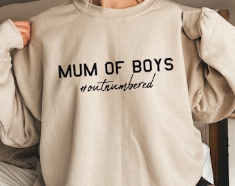 Mum Of Boys Hashtag Outnumbered Sand Sweatshirt