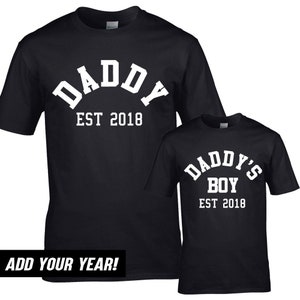 Personalised Daddy & Daddy&#39;s Boy Varsity Established Matching T-Shirts (MRK X)