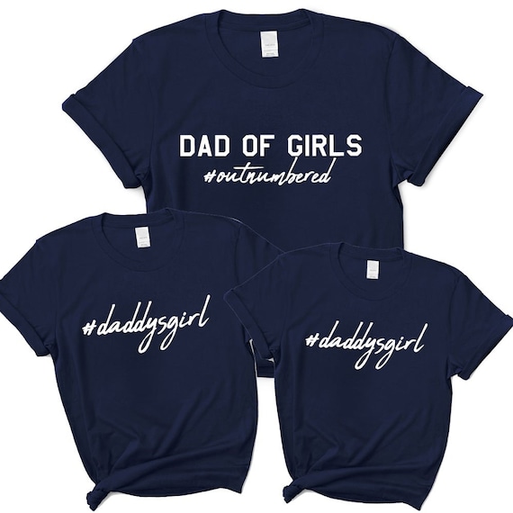 Dad of Girls Hashtag Daddys Girl Matching T-shirts- Navy Canada