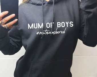 Mum of Boys Hashtag Outnumbered Storm Grey Hoodie Etsy