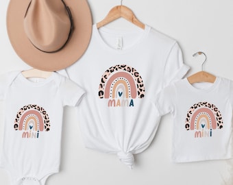 Leopard Rainbow Mama & Mini Matching T-Shirts/Bodysuit