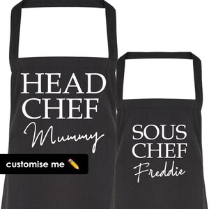 Personalised Mummy & Sous Chef Matching Aprons