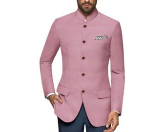 Custom made men pink embroidery jodhpuri sherwani suit , men indian formal wear jacket ,  indian wedding classical suit ,  men bandhgala