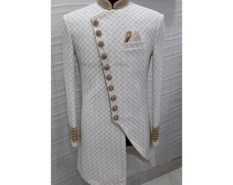 Men's Embroidered Wedding Sherwani Set: Indian Royal Suit