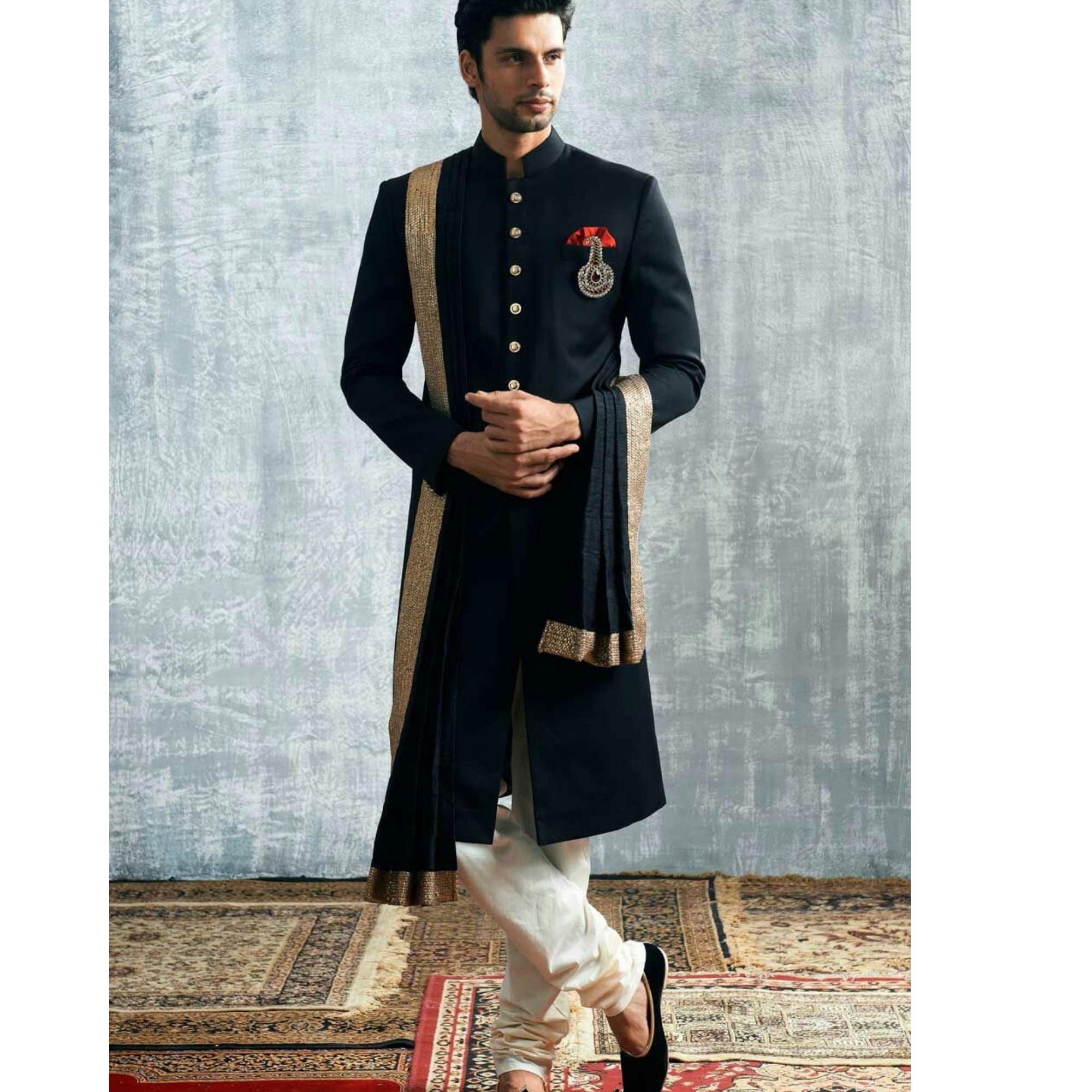 Pink pure silk nawabi suit features intricate jacquard design full-sleeve  kurta & contrast patiala-style pants