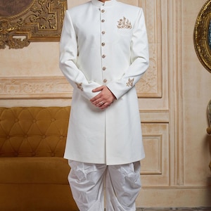 Mens wedding sherwani /White royal sherwani / Indian suit for men / indian mens wear / indian dress / sherwani for men / indian suit