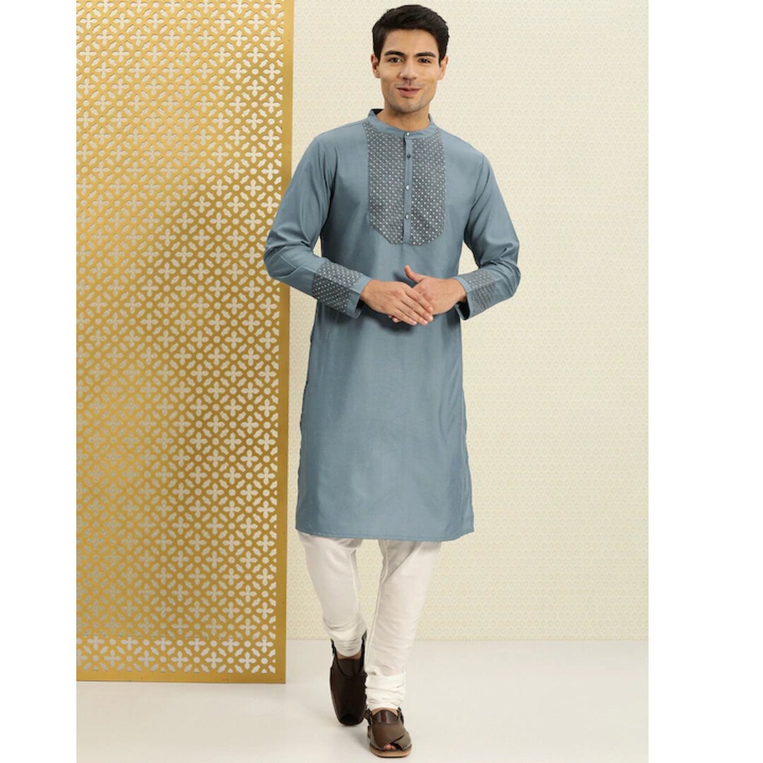 Blue Cotton Kurtha with Pyjama main image 1