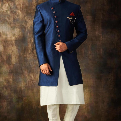Mens Wedding Sherwani / Blue Royal Sherwani / Indian Suit for - Etsy UK