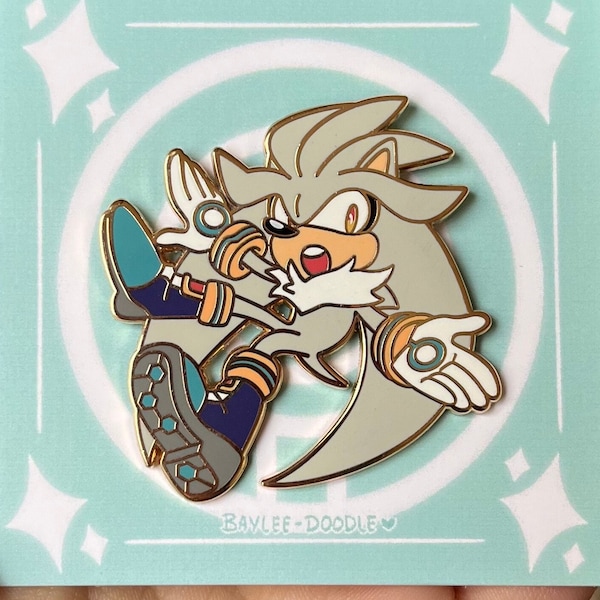 Silver the Hedgehog 1.5" Enamel Pin