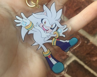 Silver the Hedgehog 2.5 Acrylic Charm
