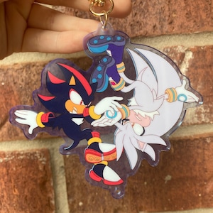 Shadow & Silver the Hedgehog 3&quot; Clear Blue Acrylic Charm