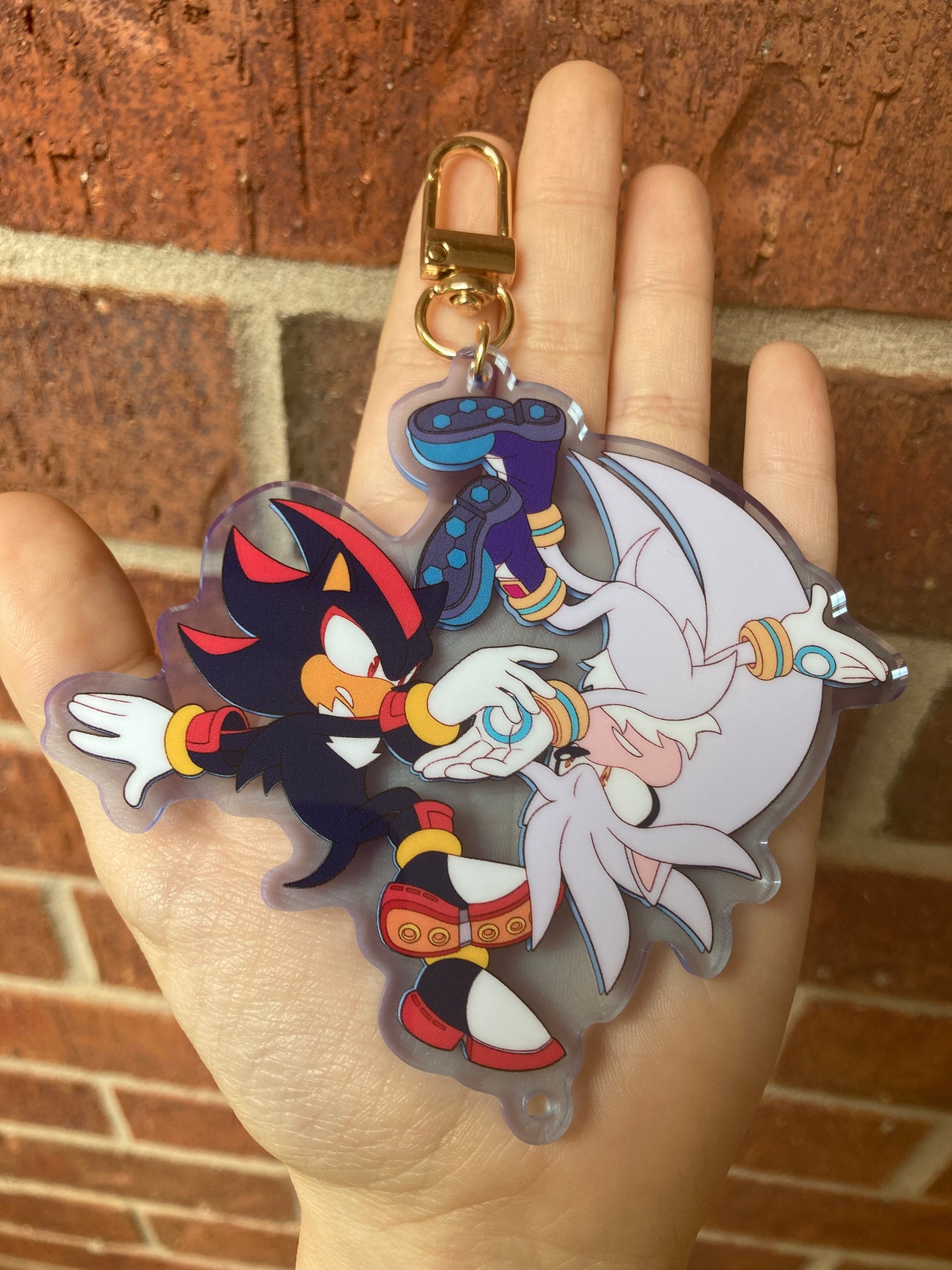 Shadow & Silver the Hedgehog 3 Clear Blue Acrylic Charm 