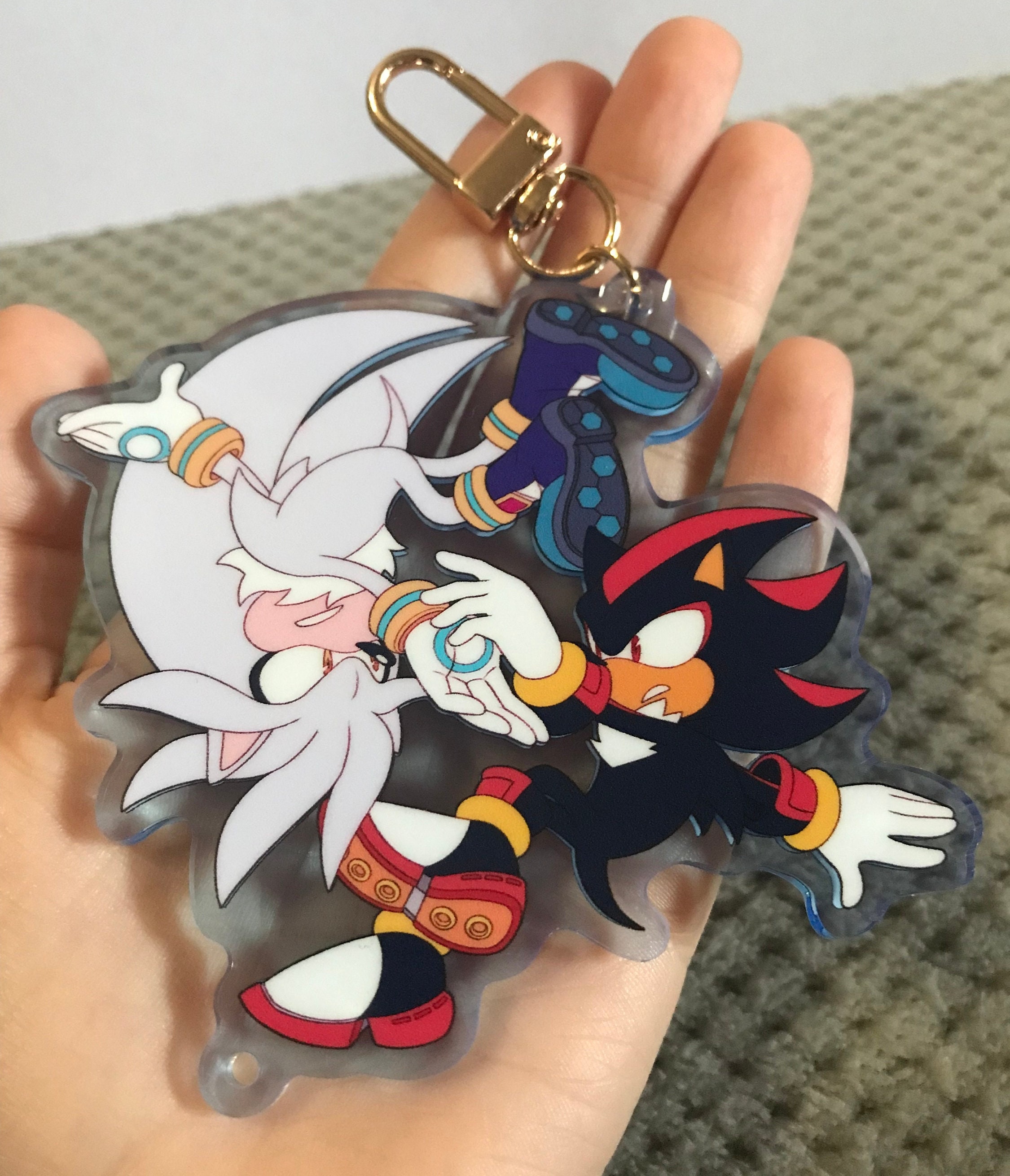 Shadow & Silver the Hedgehog 3 Clear Blue Acrylic Charm 