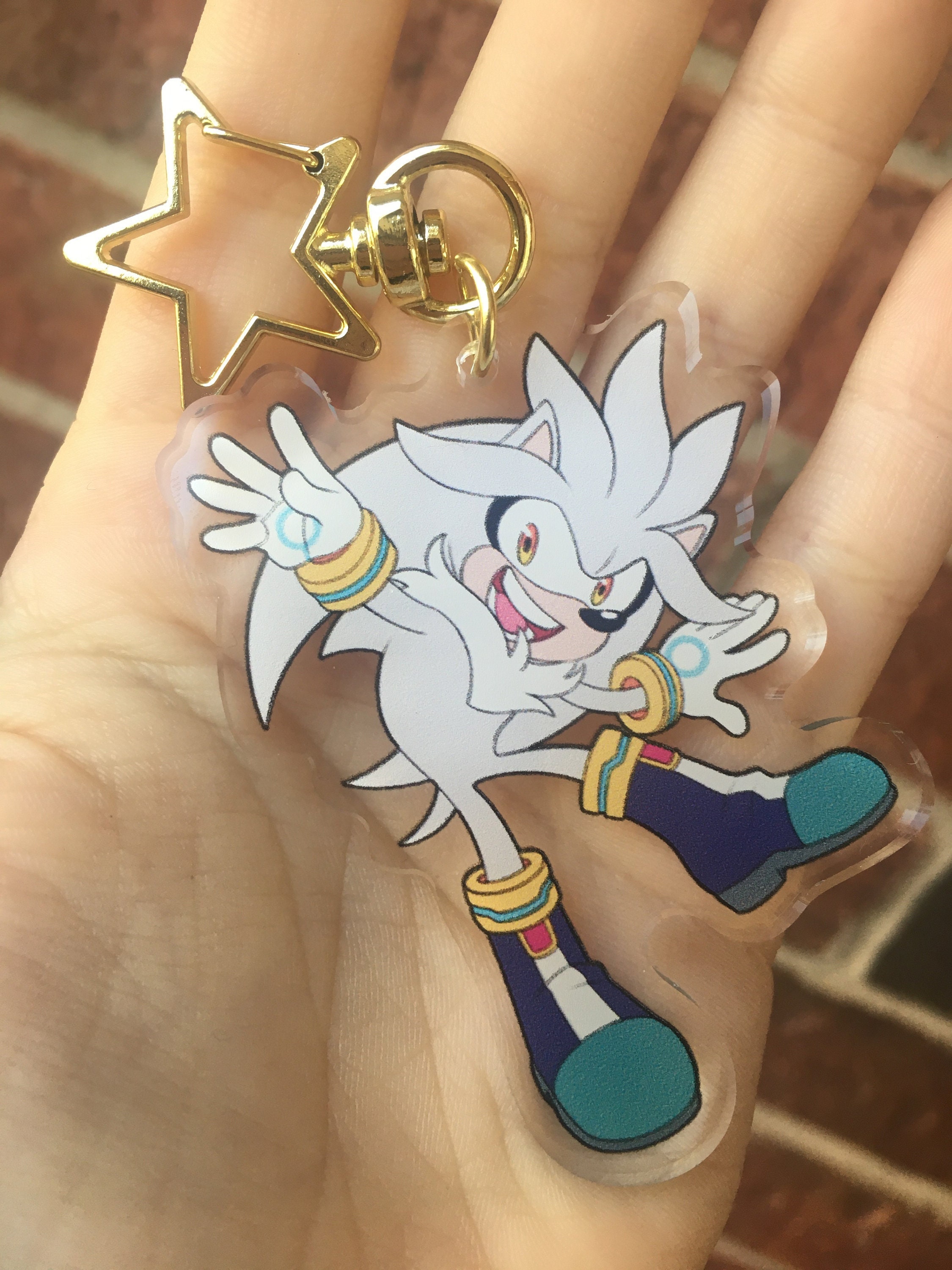 Shadow & Silver the Hedgehog 3 Clear Blue Acrylic Charm 