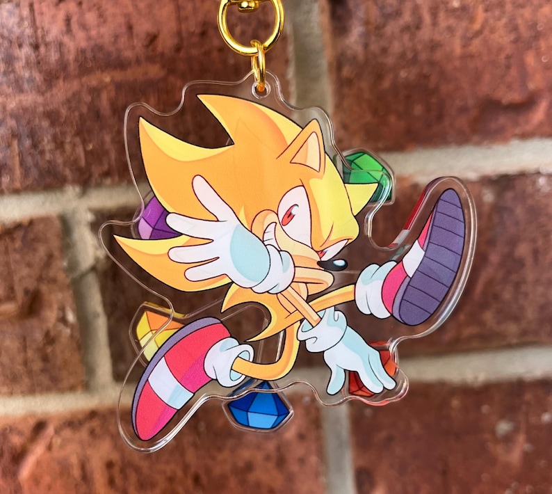 Super Sonic & Shadow Spinning Acrylic Keychains image 5