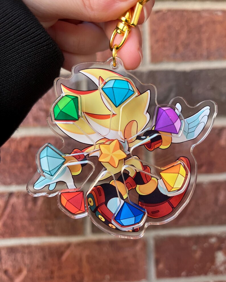 Super Sonic & Shadow Spinning Acrylic Keychains image 3