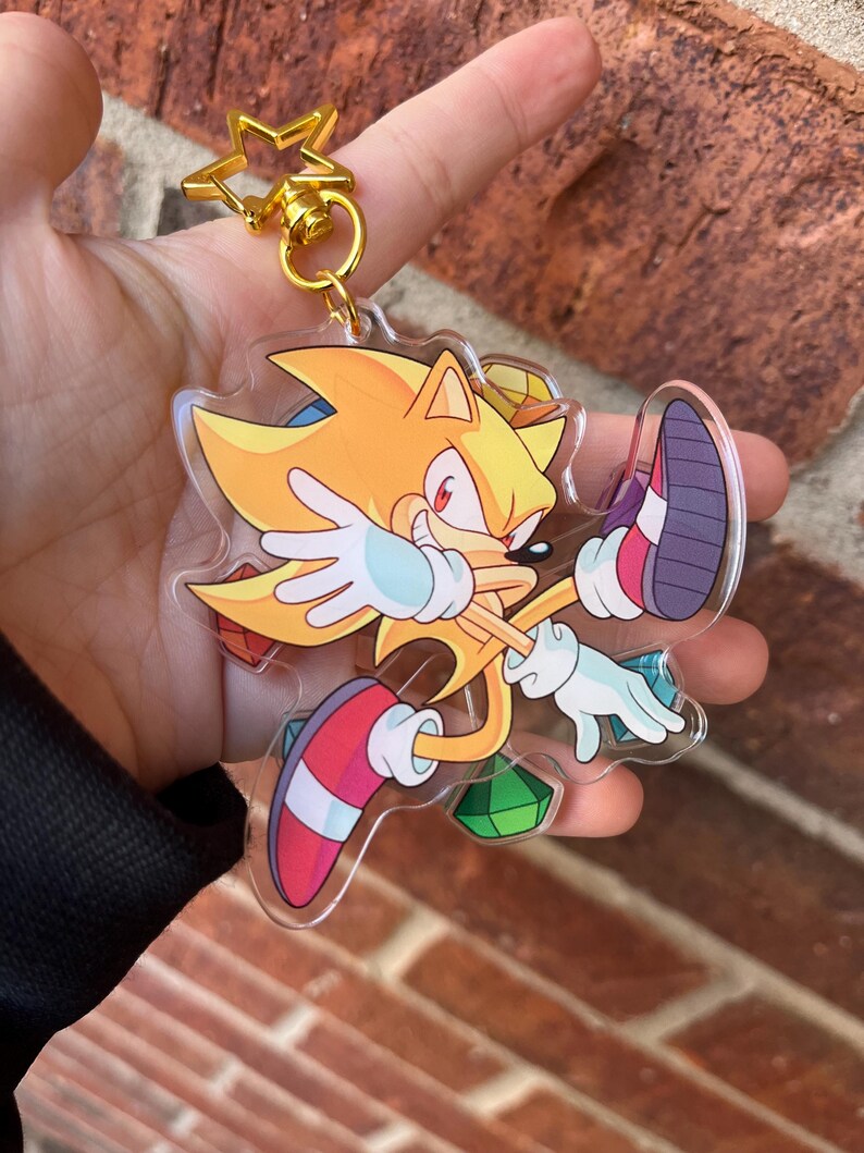 Super Sonic & Shadow Spinning Acrylic Keychains image 6