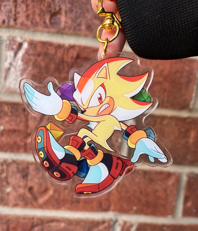Super Sonic & Shadow Spinning Acrylic Keychains image 2