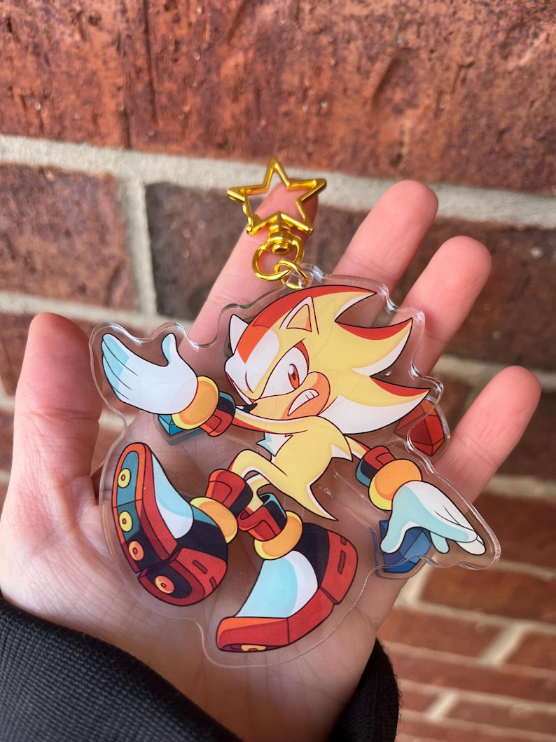 Super Sonic & Shadow Spinning Acrylic Keychains image 4