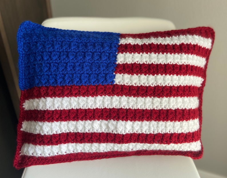 CROCHET PATTERN American Flag Crochet Pillow, Freedom Flag, Flag Pattern, Crochet Pillow Pattern image 3