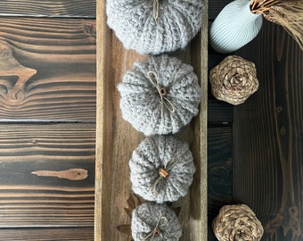Neutral Crochet Pumpkins, Gray Fall Decor, Cottage Chic, Modern Farmhouse Decorating
