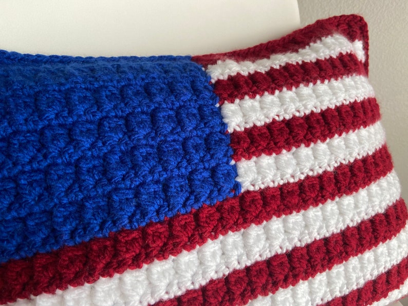 CROCHET PATTERN American Flag Crochet Pillow, Freedom Flag, Flag Pattern, Crochet Pillow Pattern image 2