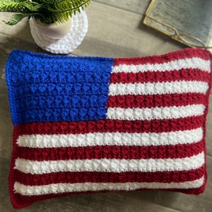 CROCHET PATTERN American Flag Crochet Pillow, Freedom Flag, Flag Pattern, Crochet Pillow Pattern image 1