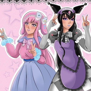Impresión de Melody y Kuromi Café