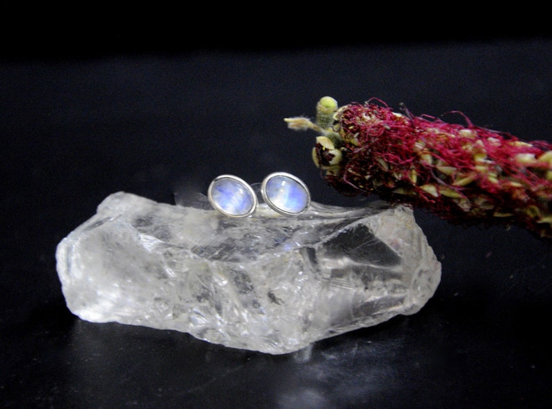 Moonstone Silver Studs Gift For Her June Birthstone Rainbow Moonstone Earrings Moonstone Stud Earrings