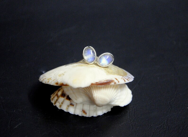 Moonstone Silver Studs Gift For Her June Birthstone Rainbow Moonstone Earrings Moonstone Stud Earrings