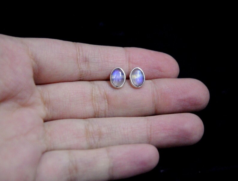 Moonstone Silver Studs Gift For Her June Birthstone Rainbow Moonstone Earrings Moonstone Stud Earrings