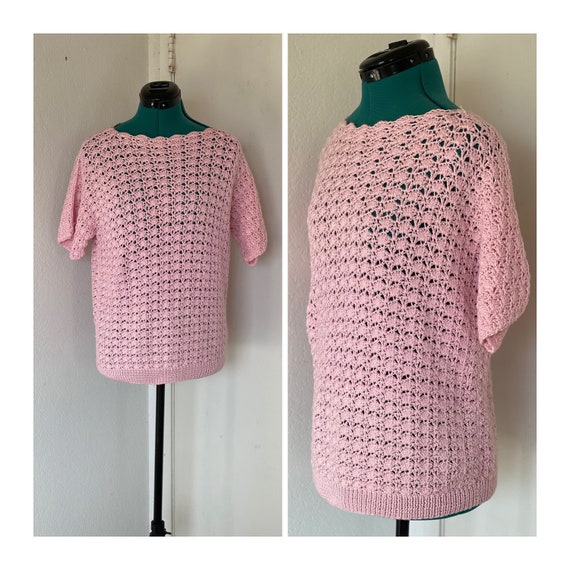 CROTCHET//Women’s Pink Sweater//Bulky//Pullover//… - image 1