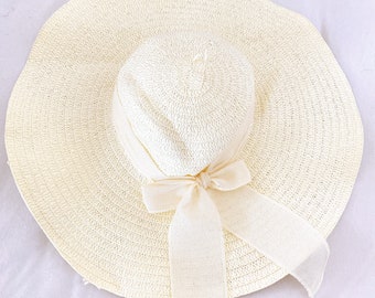 Cream FEDORA Hat//Boho//Hippie//Western//Cowgirl//Feminine//Summer Hat//Spring Hat//Beige//Big Bow//Vintage Style//Yellow//Yellow Hat//