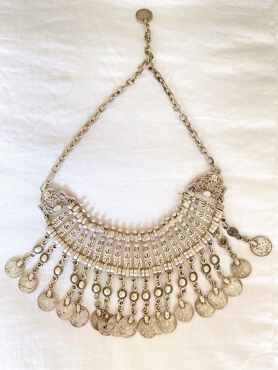 HEAVY Silver Gray Choker Vintage Necklace//Art De… - image 3