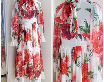 VINTAGE//Victorian Bridgerton Apple-Picking Dress//Flowey Fantasy Princess Dress//Ruffle////Little Red Riding Hood//Maxi Gown//Halloween//