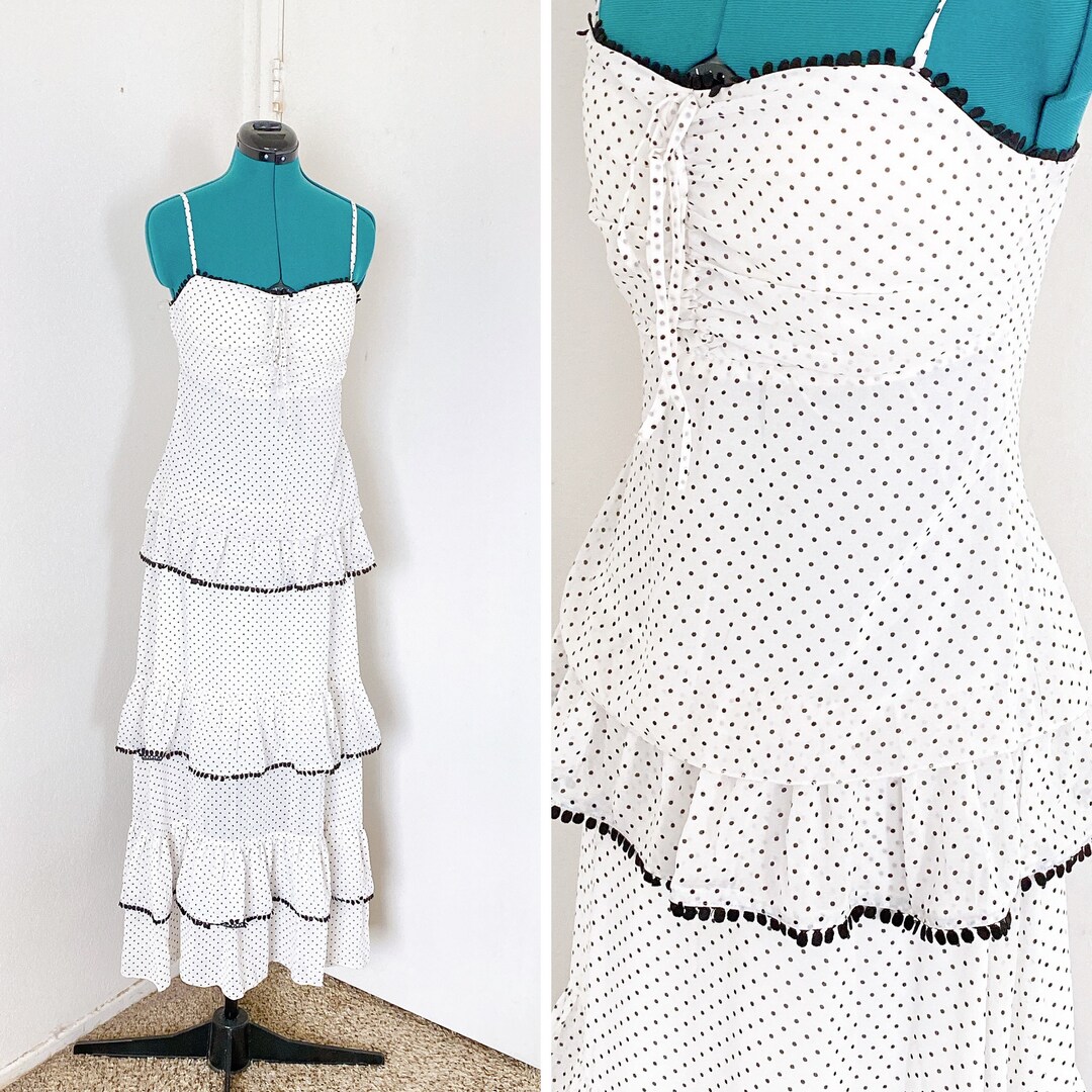 White With Black Dot Printed Gown