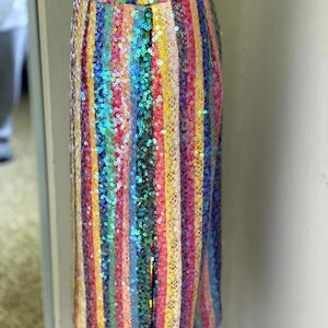 RAINBOW//Striped Pencil Anthropologie Colorful Skirt//Multi-Colored//Boho//Hippie//Open Slit//Midi//High Waist// image 4