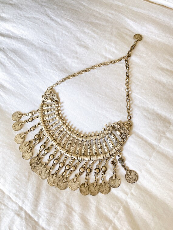 HEAVY Silver Gray Choker Vintage Necklace//Art De… - image 4