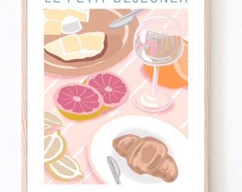 Le Petit-dejeuner, french breakfast art print, French art, kitchen decor, food art, art poster, special offer, A5, A4, A3, A2