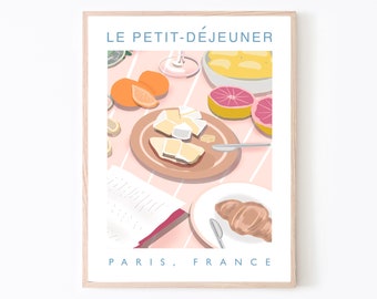 Le Petit-dejeuner, french breakfast art print, French art, kitchen decor, food art, art poster, special offer, A5, A4, A3