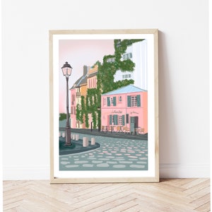 Paris Illustration Print, Travel Print, Maison Rose, Paris, France, Paris Poster Print, Montmartre Print, special offer,  A4, A3, A2