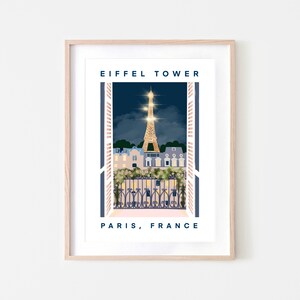 Eiffel tower at night poster, french art print, window view art, eiffel tower print, special offer, housewarming gift, christmas gift