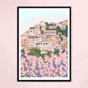 Positano Illustration Art Print for Home wall, Travel Print, A4, A3, unframed, special offer