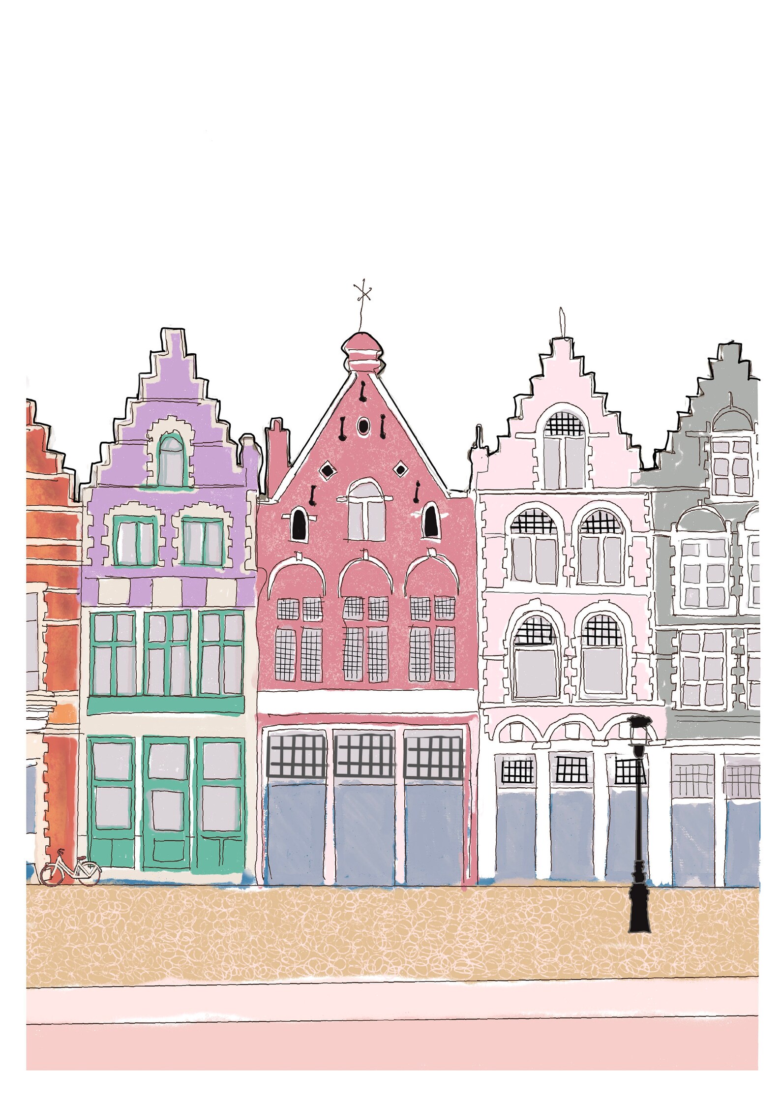 Belgium Illustration Print Travel Print Bruges Belgium - Etsy