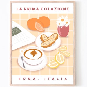 La Prima Colazione, Italian breakfast art print, Italian art, kitchen decor, food art, art poster A4, A3, A2